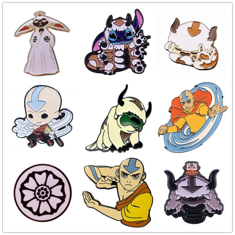 AVATAR the Last Airbender Appa Momo Brooch Pins Enamel Metal Badges Lapel Pin Brooches Jackets Jeans Fashion Jewelry Accessories